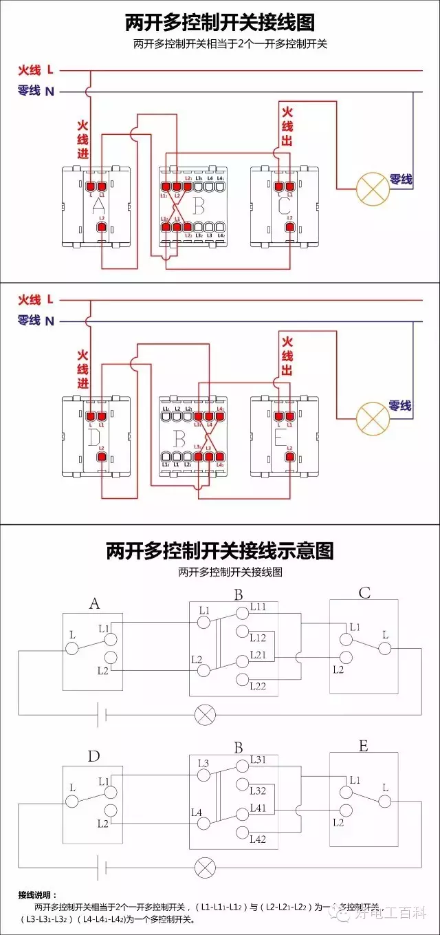 电灯开关怎么接线图解（家庭用电灯的接线方法）(图12)