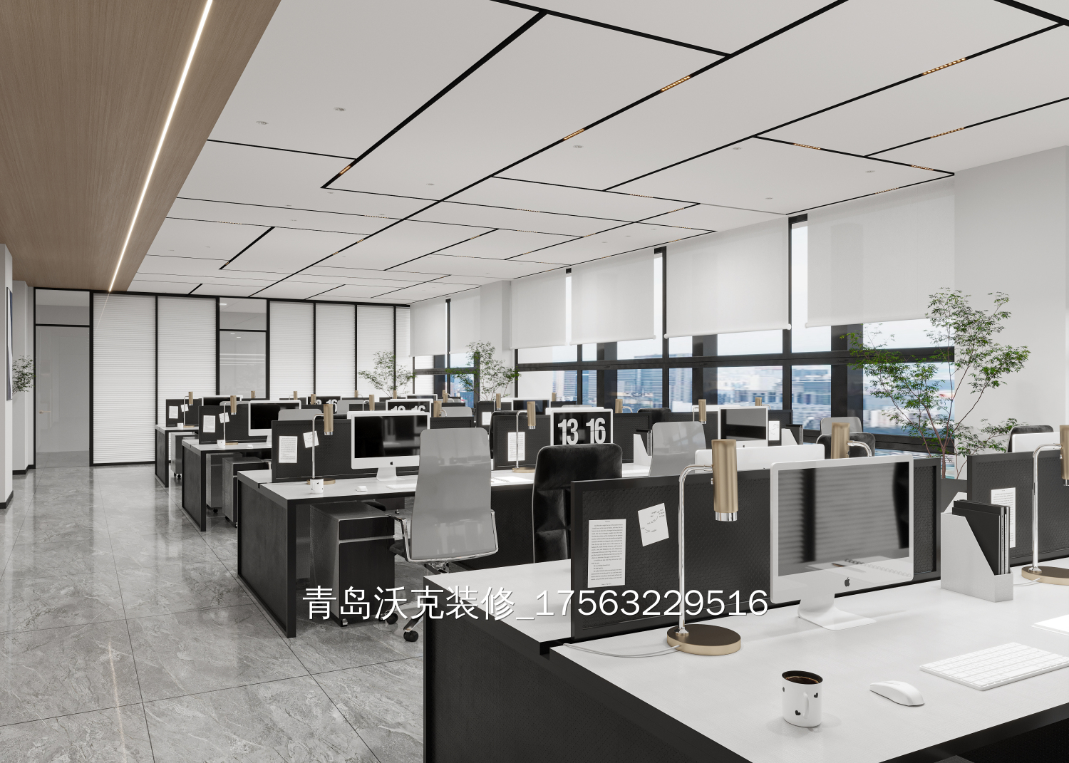 最新黑色色调办公室办公区装修效果图赏析（黑色主题系列办公室办公空间装修实景图）