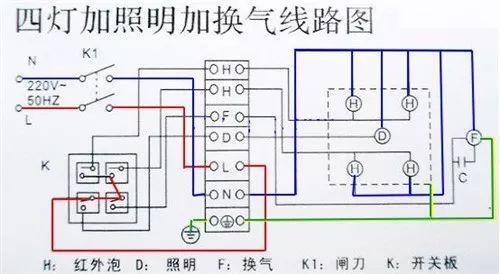 浴霸接线图五根线（集成吊顶浴霸接线攻略）(图5)