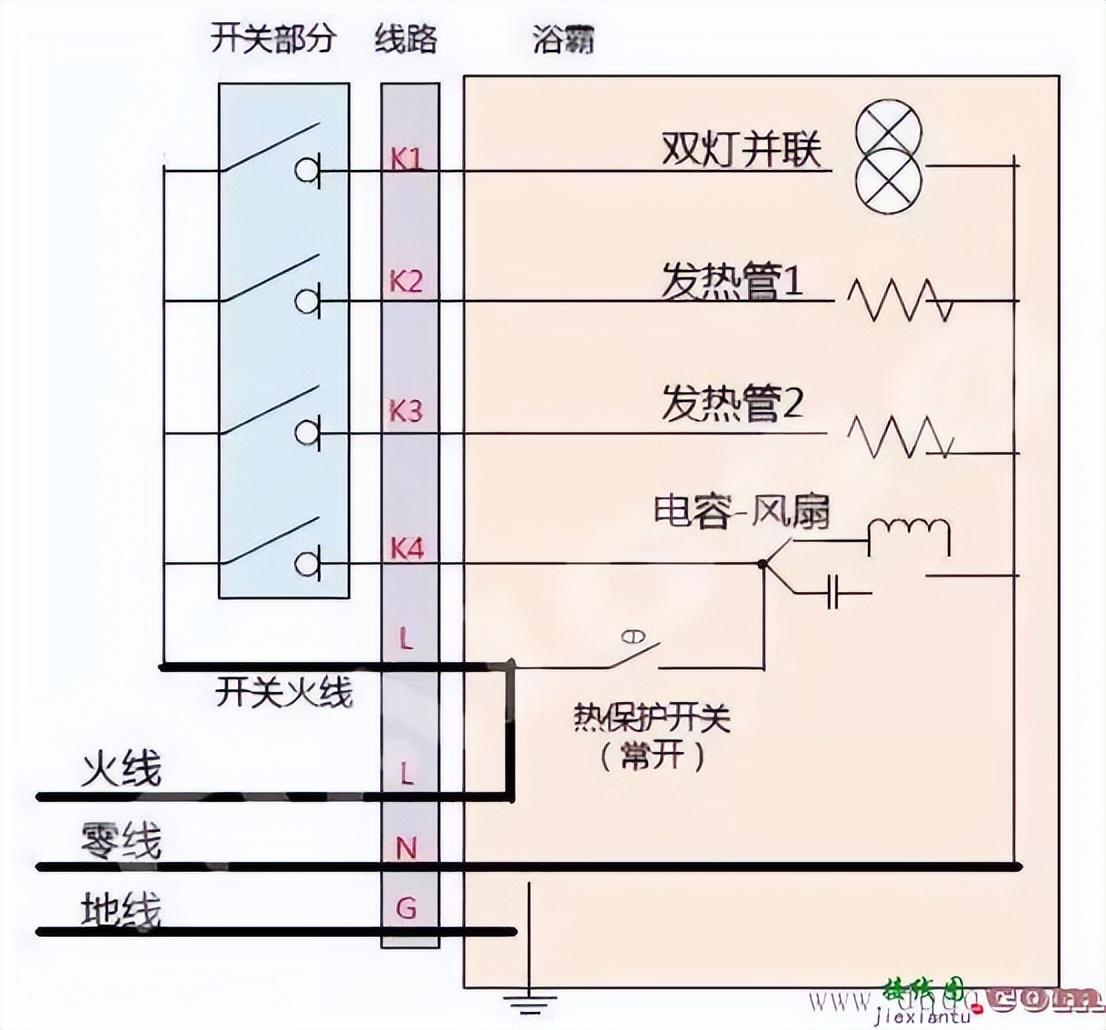 灯暖型浴霸五根线怎么区分？（卫生间浴霸接线方法图解）(图4)